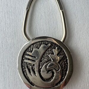 Vintage Navajo Sterling Silver Overlay Native American Key Chain 925